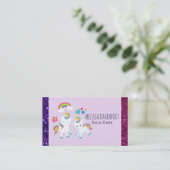Cute Dancing Unicorns Magical Rainbow & Stars Visitekaartje (Staand voorkant)