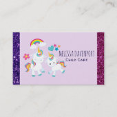 Cute Dancing Unicorns Magical Rainbow & Stars Visitekaartje (Voorkant)