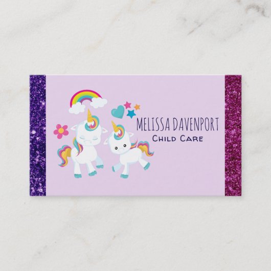 Cute Dancing Unicorns Magical Rainbow & Stars Visitekaartje (Voorkant)
