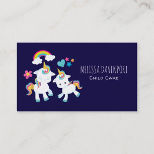 Cute Dancing Unicorns Magical Rainbow & Stars Visitekaartje