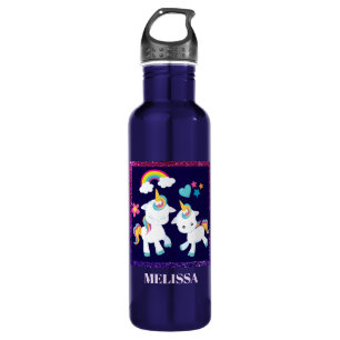 Cute Dancing Unicorns Magical Rainbow & Stars Waterfles