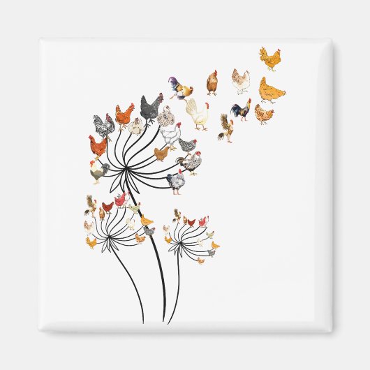 Cute Dandelion Chickens Lover Shirts For Women Gir Magneet (Voorkant)