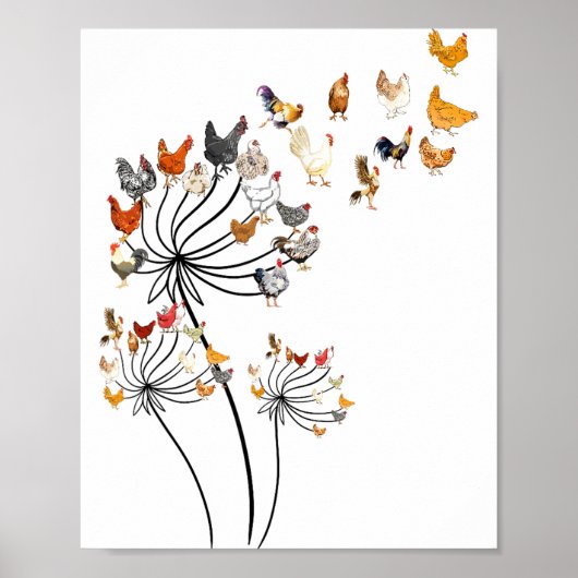 Cute Dandelion Chickens Lover Shirts For Women Gir Poster (Voorkant)