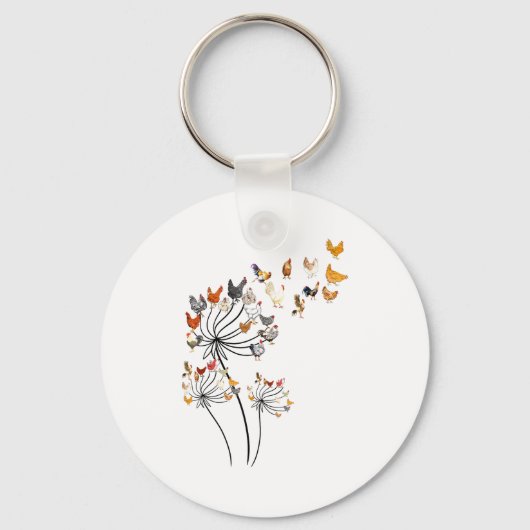 Cute Dandelion Chickens Lover Shirts For Women Gir Sleutelhanger (Voorkant)