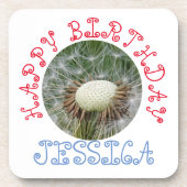 Cute Dandelion Happy Birthday Bier Onderzetter (Voorkant)