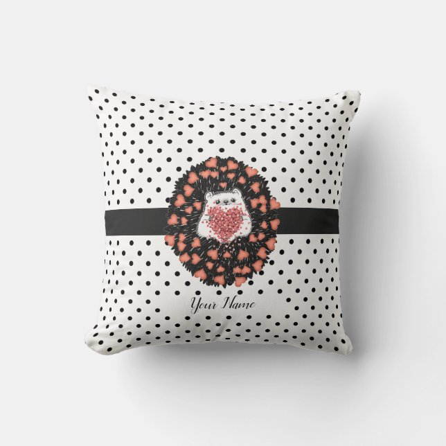 Cute Dandelion Hedgel Polka Dots Heart Kussen (Voorkant)