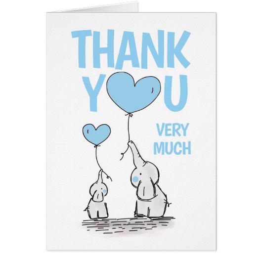 Cute DANK JE Baby shower Elephant Blue Boy (Voorkant)