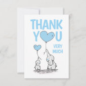 Cute DANK JE Baby shower Elephant Blue Boy BLANK Bedankkaart (Voorkant)