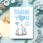 Cute DANK JE Baby shower Elephant Blue Boy BLANK Bedankkaart