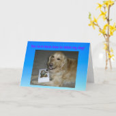 Cute Dankjewel Kaart Golden Retriever met Behandel (Gele Bloem)