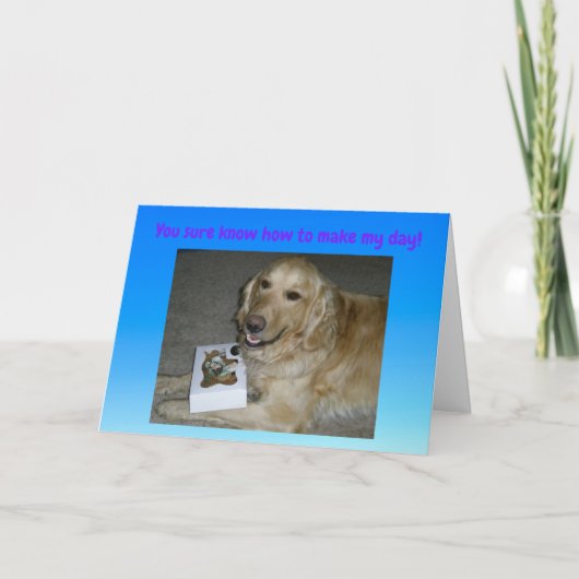 Cute Dankjewel Kaart Golden Retriever met Behandel (Voorkant)