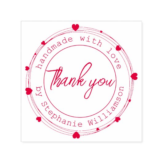 Cute Dankuwel/ Handgemaakt met liefde/ hartslag Zelfinktende Stempel (Design)