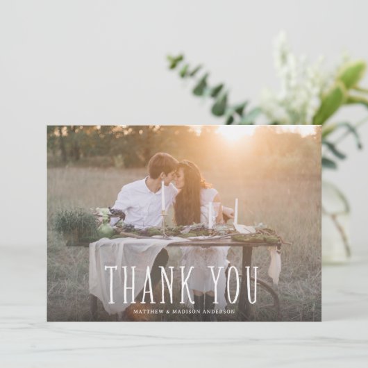 Cute Dankuwel Witte Overlay Bedankkaart (Staand voorkant)