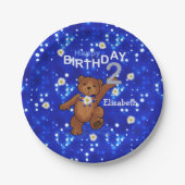 Cute Dansans Beer 2e verjaardag Papieren Bordje (Voorkant)