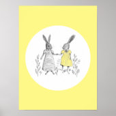 Cute Dansant Rabbits Nursery Ryhme Illustratie Poster (Voorkant)