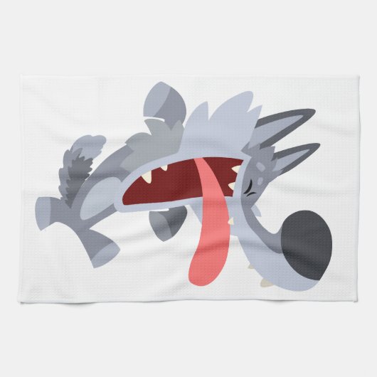 Cute DansCartoon Wolf Kitchen Towel Theedoek (Horizontaal)