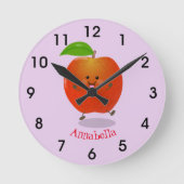 Cute dansend appel cartoon ronde klok (Voorkant)