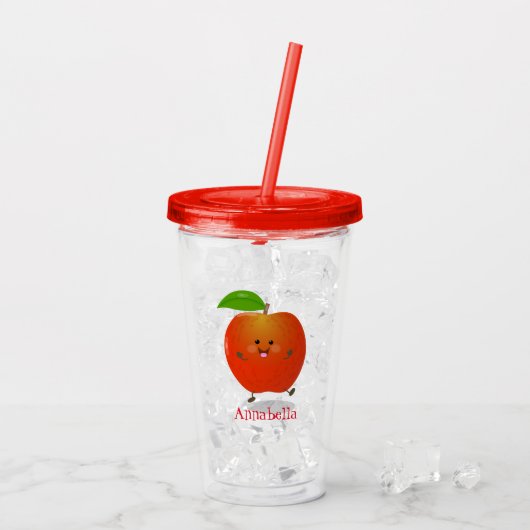 Cute dansend apple cartoon illustratie acryl drinkbeker (Achterkant ijs)