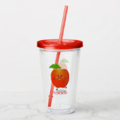 Cute dansend apple cartoon illustratie acryl drinkbeker (Achterkant)