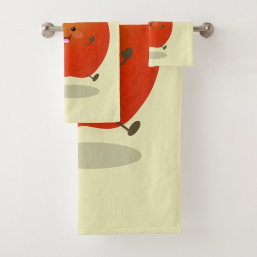 Cute dansend apple cartoon illustratie bad handdoek (Insitu)