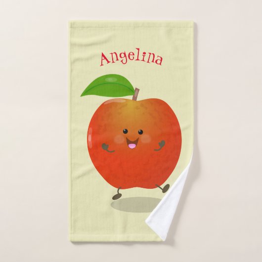 Cute dansend apple cartoon illustratie bad handdoek (Handdoek)