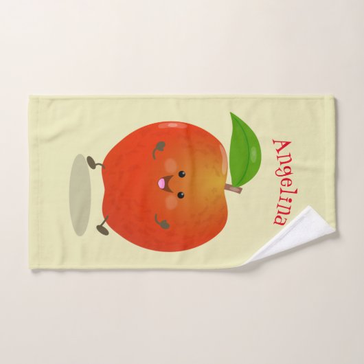 Cute dansend apple cartoon illustratie bad handdoek (Handdoek)