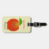 Cute dansend apple cartoon illustratie bagagelabel (Voorkant horizontaal)