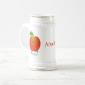 Cute dansend apple cartoon illustratie bierpul (Voorkant links)