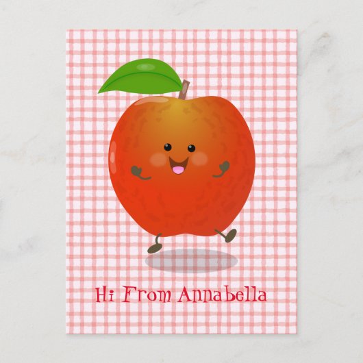 Cute dansend apple cartoon illustratie briefkaart (Voorkant)