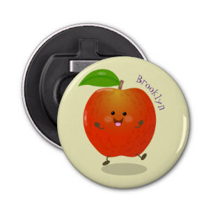 Cute dansend apple cartoon illustratie button flesopener