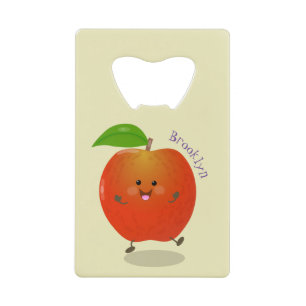 Cute dansend apple cartoon illustratie creditkaart flessenopener