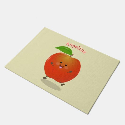 Cute dansend apple cartoon illustratie deurmat (Schuin)