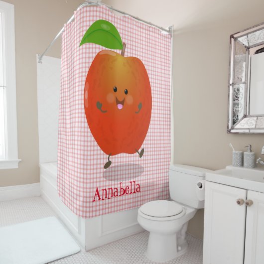 Cute dansend apple cartoon illustratie douchegordijn (In situ)