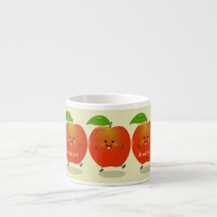 Cute dansend apple cartoon illustratie espresso kop