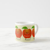 Cute dansend apple cartoon illustratie espresso kop (Voorkant rechts)