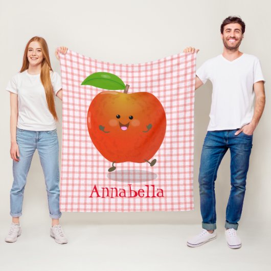 Cute dansend apple cartoon illustratie fleece deken (In situ)