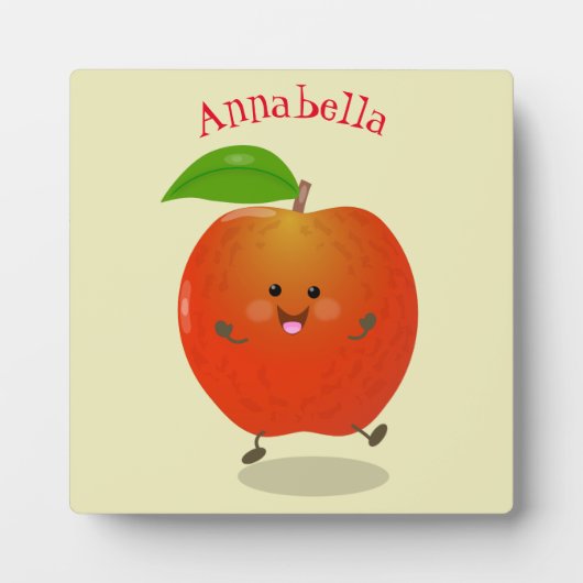 Cute dansend apple cartoon illustratie fotoplaat (Voorkant)