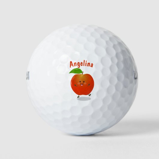 Cute dansend apple cartoon illustratie golfballen (Voorkant)