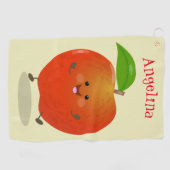 Cute dansend apple cartoon illustratie golfhanddoek (Horizontaal)