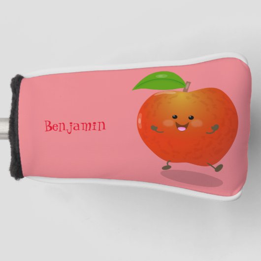 Cute dansend apple cartoon illustratie golfheadcover (Voorkant)