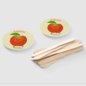 Cute dansend apple cartoon illustratie handwaaier (Niet-gemonteerd)