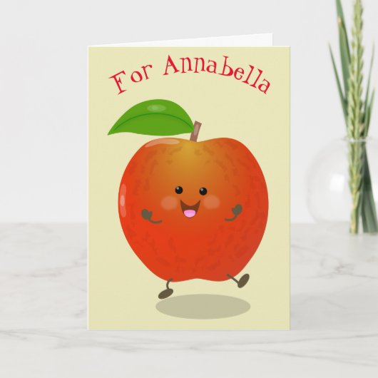 Cute dansend apple cartoon illustratie kaart (Voorkant)