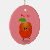 Cute dansend apple cartoon illustratie keramisch ornament (Rechts)