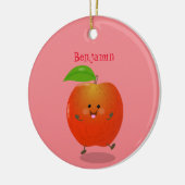 Cute dansend apple cartoon illustratie keramisch ornament (Links)