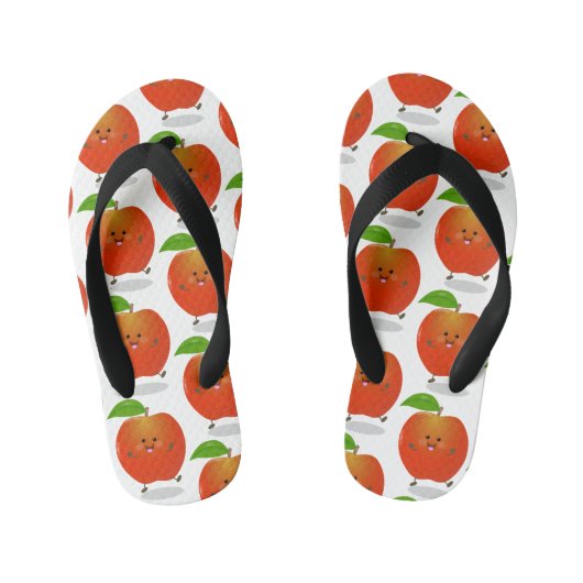 Cute dansend apple cartoon illustratie kinder teenslippers (Voetbed)