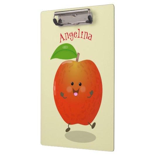 Cute dansend apple cartoon illustratie klembord (Links)