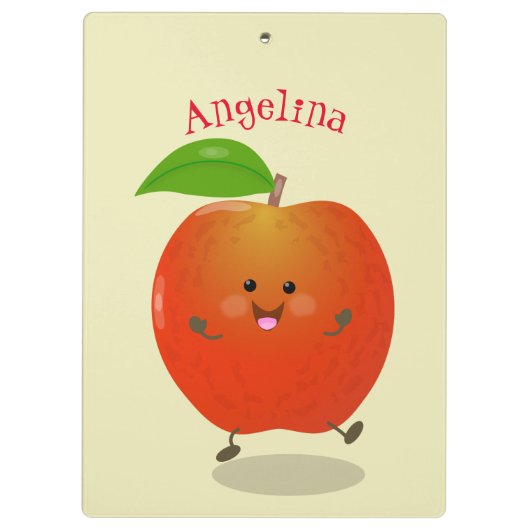 Cute dansend apple cartoon illustratie klembord (Achterkant)