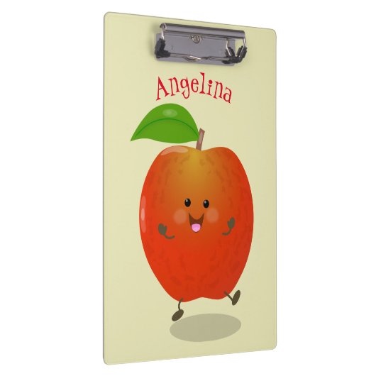 Cute dansend apple cartoon illustratie klembord (Rechts)
