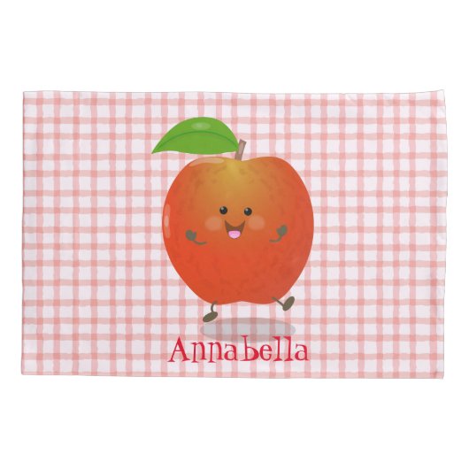 Cute dansend apple cartoon illustratie kussensloop (Achterkant)