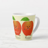 Cute dansend apple cartoon illustratie latte mok (Rechterhoek)